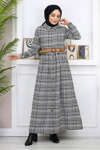 Knopf Detailed Kleid Schwarz