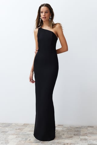 Langes, figurbetontes Cocktail-Abend- und Ballkleid für Damen, einfarbig