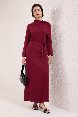Burgunderrotes, gerades, langes, elegantes/normales, dezentes Abendkleid für Damen
