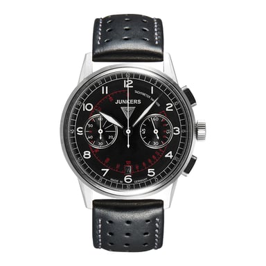 Junkers 6970-2 Herren-Quarzuhr, Edelstahlgehäuse, klassisches Zifferblatt, Lederarmband, wasserdicht