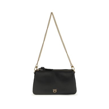 PINKO Schwarze Kalbsleder Bos Taurus Schultertasche