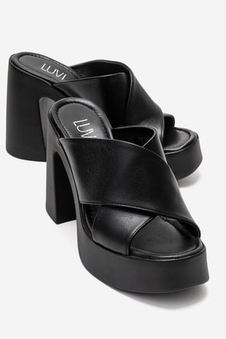 Essenza Leder-Sandale mit Plateausohle und Blockabsatz