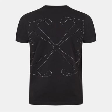 Herren Off-White Stich Slim Fit Rundhals T-Shirt mit kurzen Ärmeln in Schwarz-Weiß