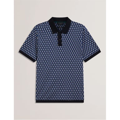 Herren Ted Baker Geo Regular Fit Polo-Shirt in Marineblau