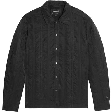 Herren Lyle And Scott Overshirt mit geometrischem Muster und gesticktem Löwenwappen in Schwarz-Eis