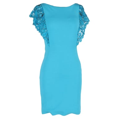 Emilio Pucci Kleid mit flatternden Ärmeln aus türkisfarbenem Polyester