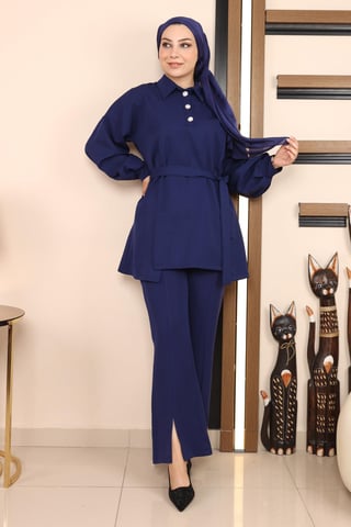 Schlitz Anzug Indigo
