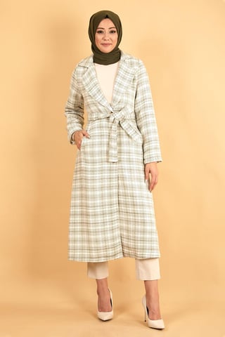 Breiter Kragen Chanel Fabric Kaschmir Mantel Khaki