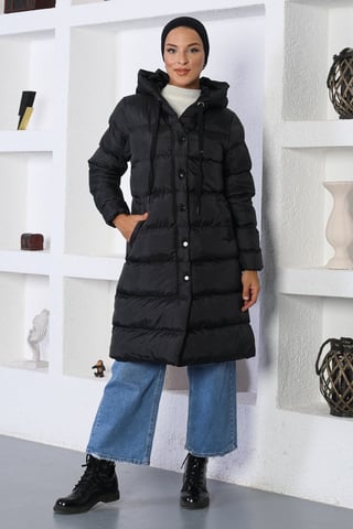 Kapuze Daunenjacke Schwarz