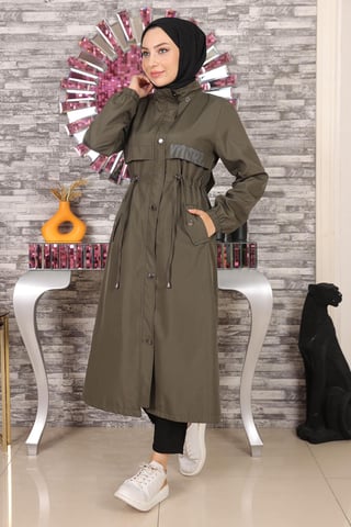 Text Detailed Kapuze Jacke Khaki