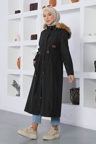 Spitzen Detailed Mantel Schwarz