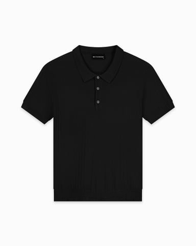 Black Bananas Ribbed Knit Polo,