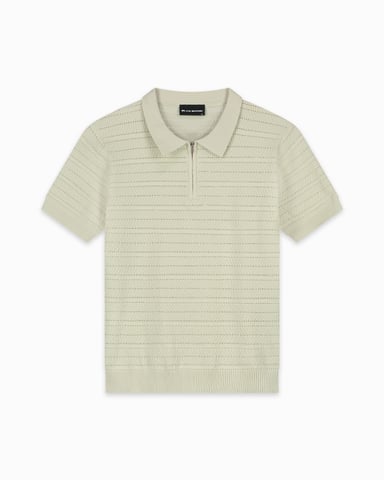 Black Bananas Texture Zip Polo,
