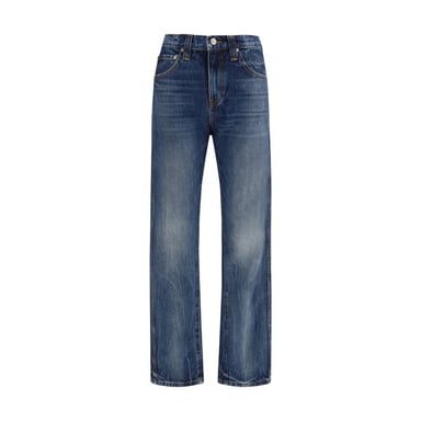 Khaite Blaue Baumwolle Hohe Taille Jeans
