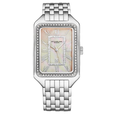 Montre Stührling Lustra 4061 rectangulaire à quartz avec cristaux, 32 mm
