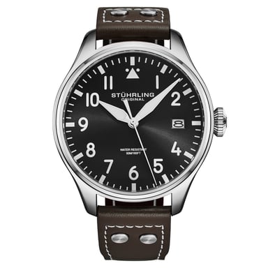 Montre de pilote Stührling Airman 4078 Quartz pour homme, 43 mm