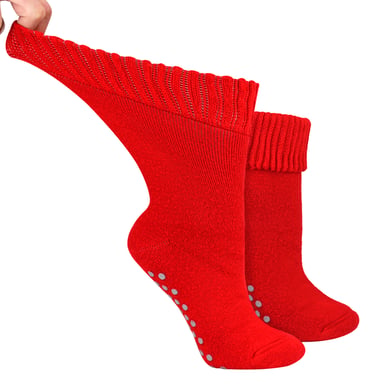Damen Extra Breit Winterbett-Socken mit Grip | Rutschfeste Thermo-Schlafsocken