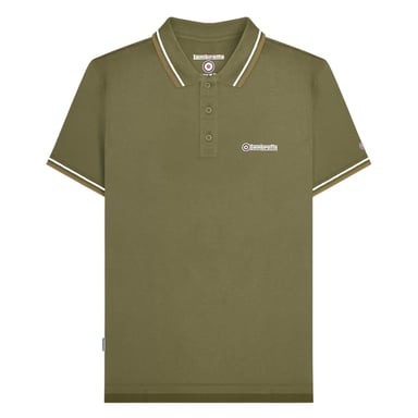 Lambretta - "SS25" Poloshirt für Herren (Khakigrün/Silber/Nussbraun)