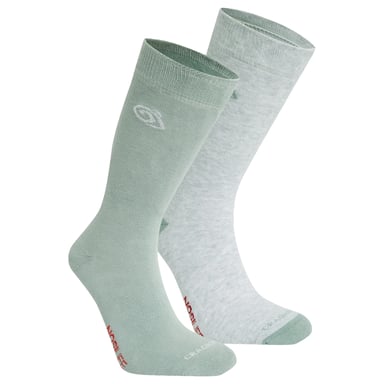 Craghoppers - Socken Insektenabwehr für Herren/Damen Unisex(2er-Pack) (Hellgrau Meliert/Flechten-Grün)