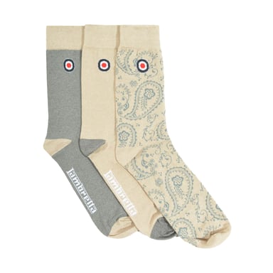 Lambretta - "Paisley" Socken für Herren (3er-Pack) (Eisen/Steinfarben)