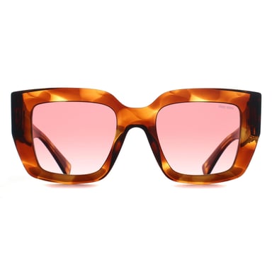 Miu Miu MUB05S 26E50U gestreifte Sonnenbrille in Tabakrosa mit rotem Farbverlauf
