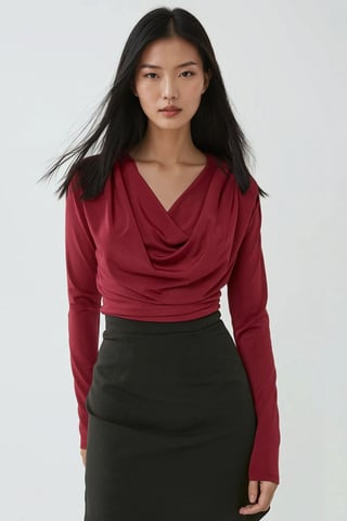 Schalkragen Bluse mit Schulterpolstern