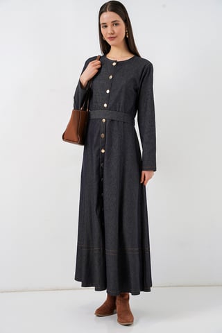 Gürteldesign Denim-Midikleid
