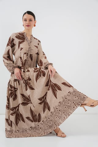 Gemustertes V-Ausschnitt Maxikleid