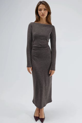 Drapiertes Maxikleid mit Bootsausschnitt