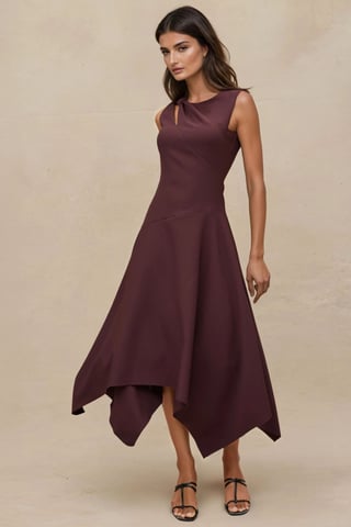 Ausschnitt Detailliertes Midi-Kleid