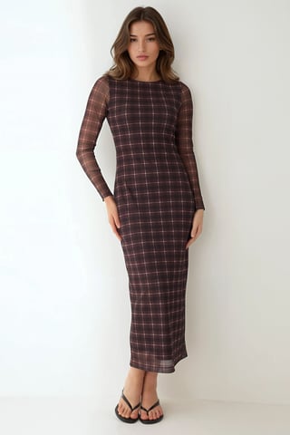 Karo Bodycon Midi-Kleid