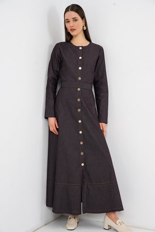Geknöpftes Jeans-Midi-Kleid