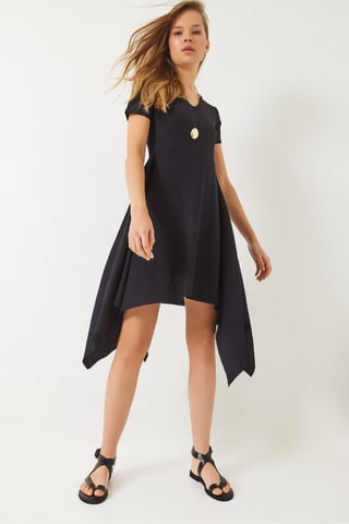 Asymmetrisches V-Ausschnitt-Minikleid