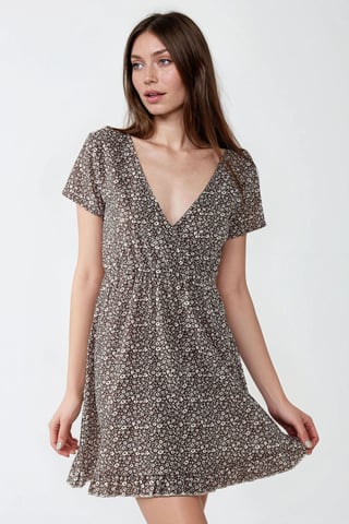 Mini V-Ausschnitt Ditsy Blumen Kleid