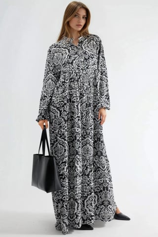 Bequemes Gemustertes Maxi-Kleid