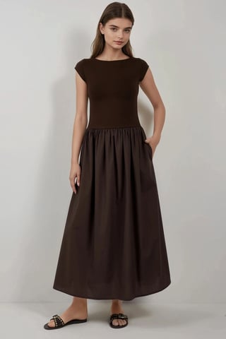 Contrast Midi Dress