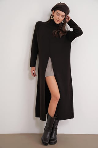 Pullover-Knit-Maxikleid mit Schlitz