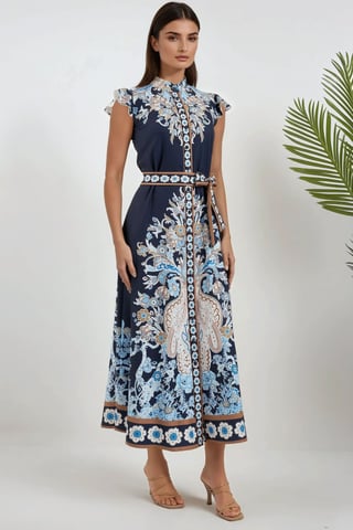 Blumen-Tuch Maxi-Kleid