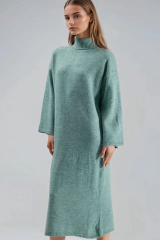 Rippstrick Rollkragen Maxikleid