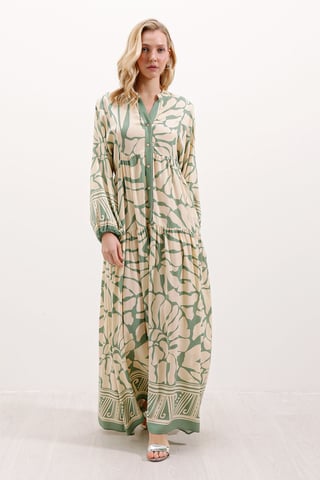 Gemustertes V-Ausschnitt Maxikleid