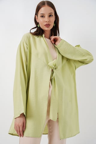 Kimono mit gebundenem Detail und langen Ärmeln