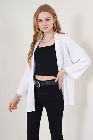 Texturiertes Lockere Passform Schalkragen-Kimono