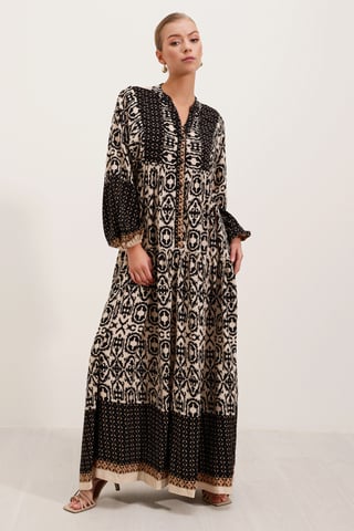 Gemustertes V-Ausschnitt Maxikleid
