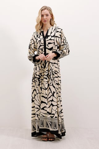 Gemustertes V-Ausschnitt Maxikleid