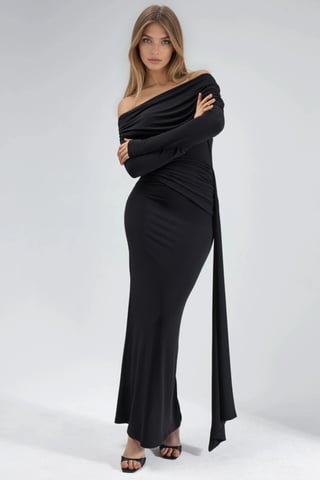 Asymmetrisches Bodycon-Maxi-Kleid mit Schlitz