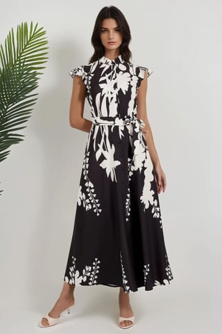 Blumiges Tippet Maxi-Kleid