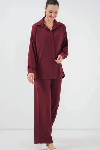 Texturiertes Langarm-Strickshirt und -Hosen Set