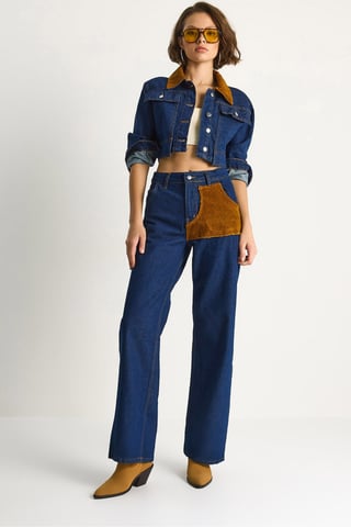Hochtailliertes Denim-Co-Ord-Set mit Hemdkragen