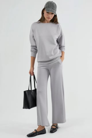 Modal Touch Rundhals-Sweatshirt & Weite Hosen Zweiteiliges Set
