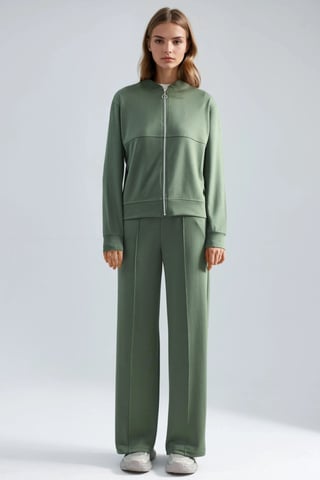 Modal Touch Sweatshirt mit Reißverschluss und Ripp-Shorts Set